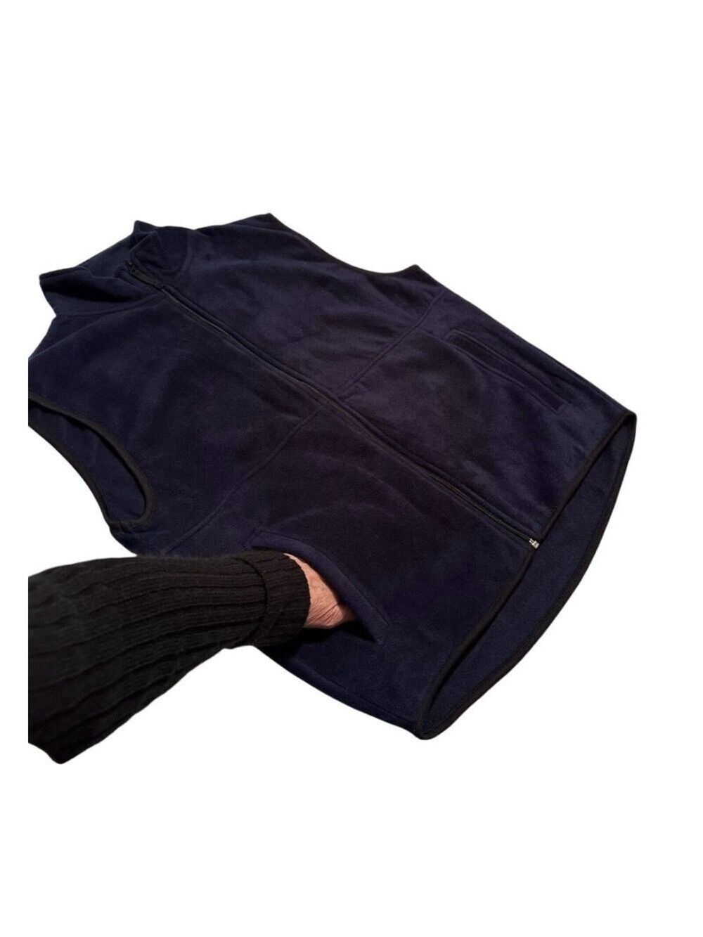 Port & Company Womens Navy Blue Fleece Vest Medium Zippered Front Pockets NWT